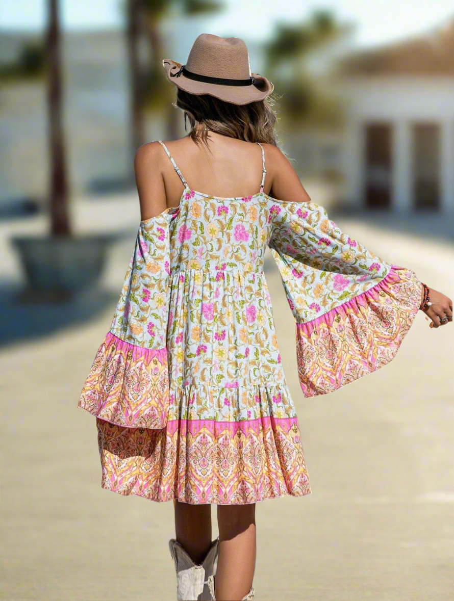 Spring Flowers Cold Shoulder Tunic