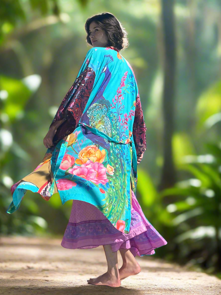 Majestic Peacock Kimono