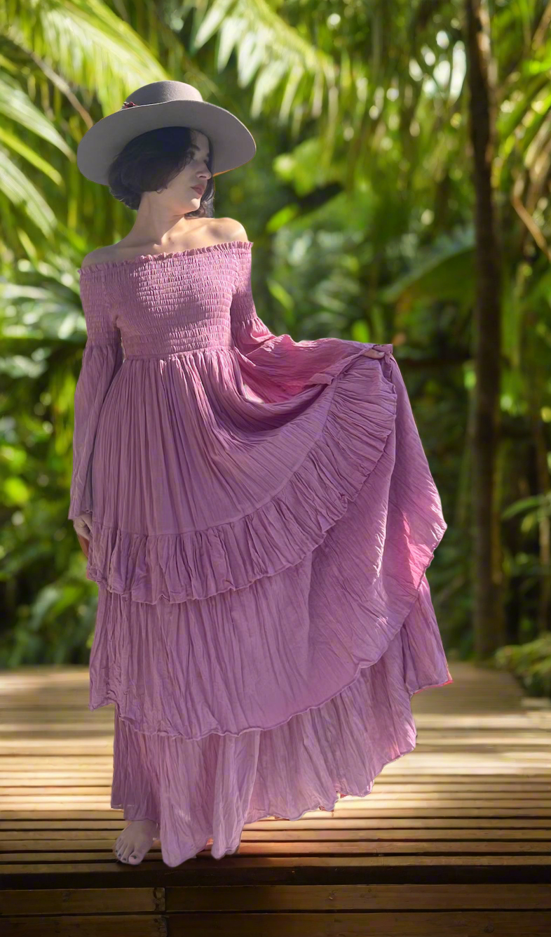 Lilac Sexy Shoulders Maxi