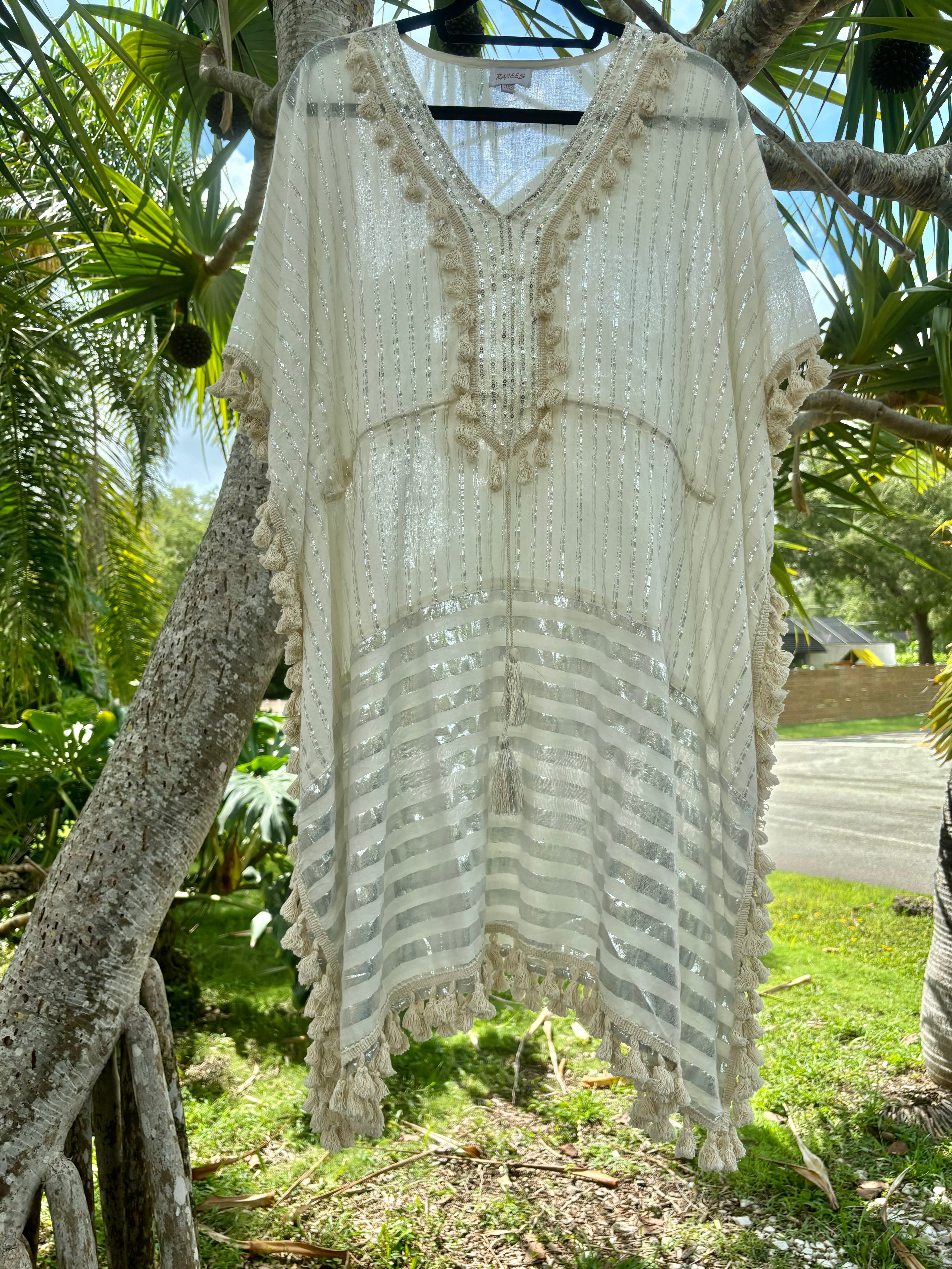 Silver Stripe Cotton Caftan