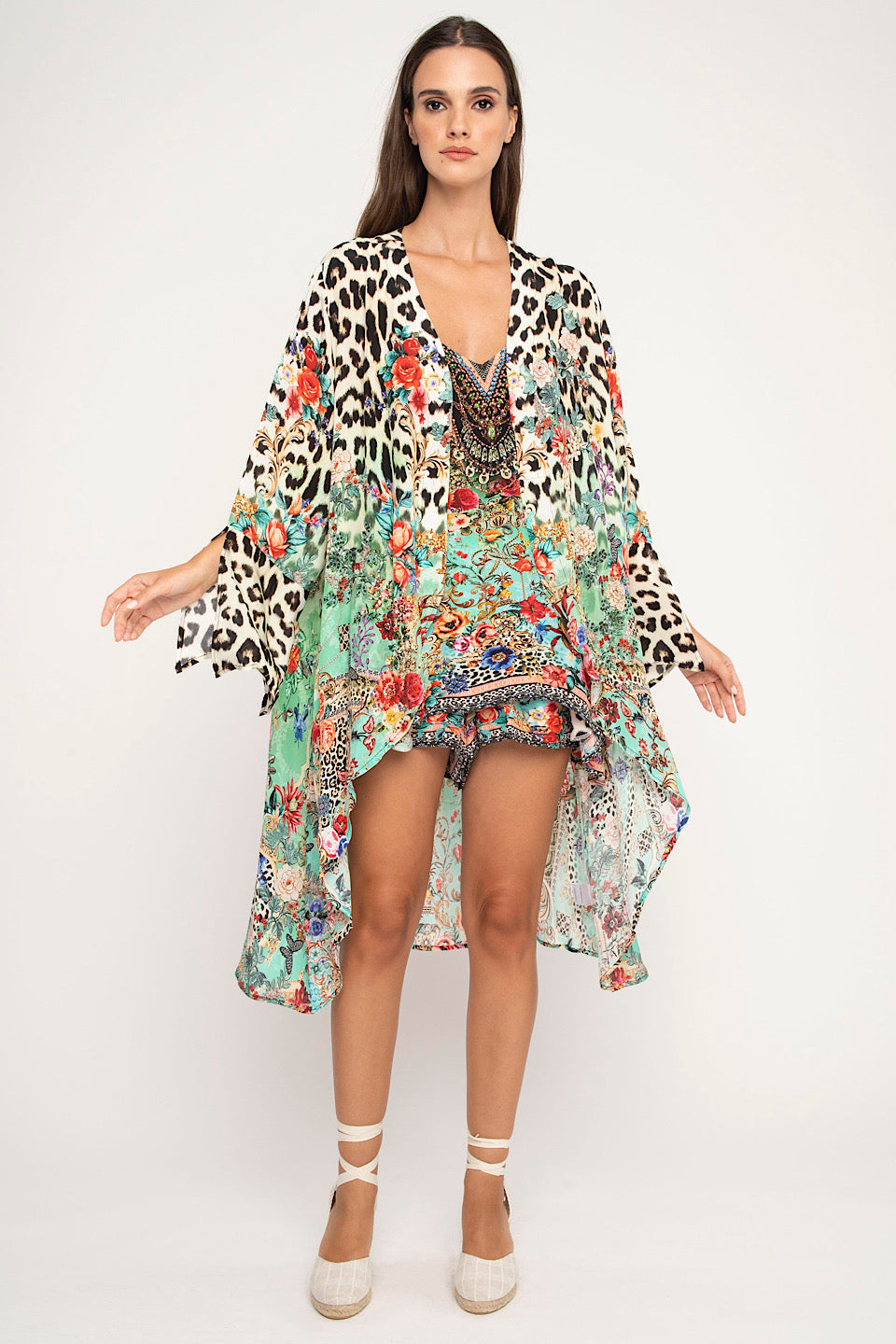 Leopard Flowers Kimono