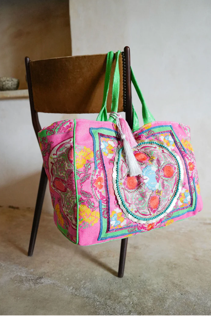 BOHO BEACH BAG - Fuchsia Lurex