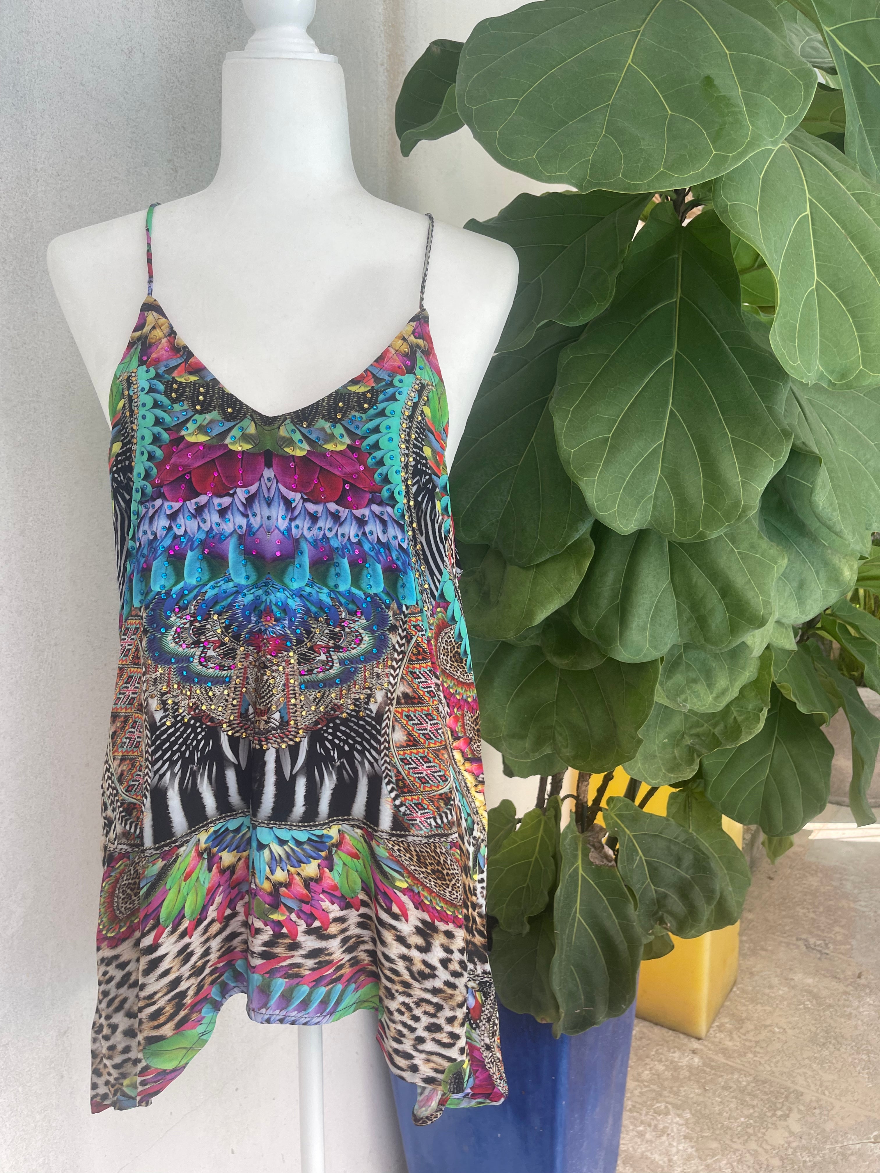 Feather Leopard T Back Tank