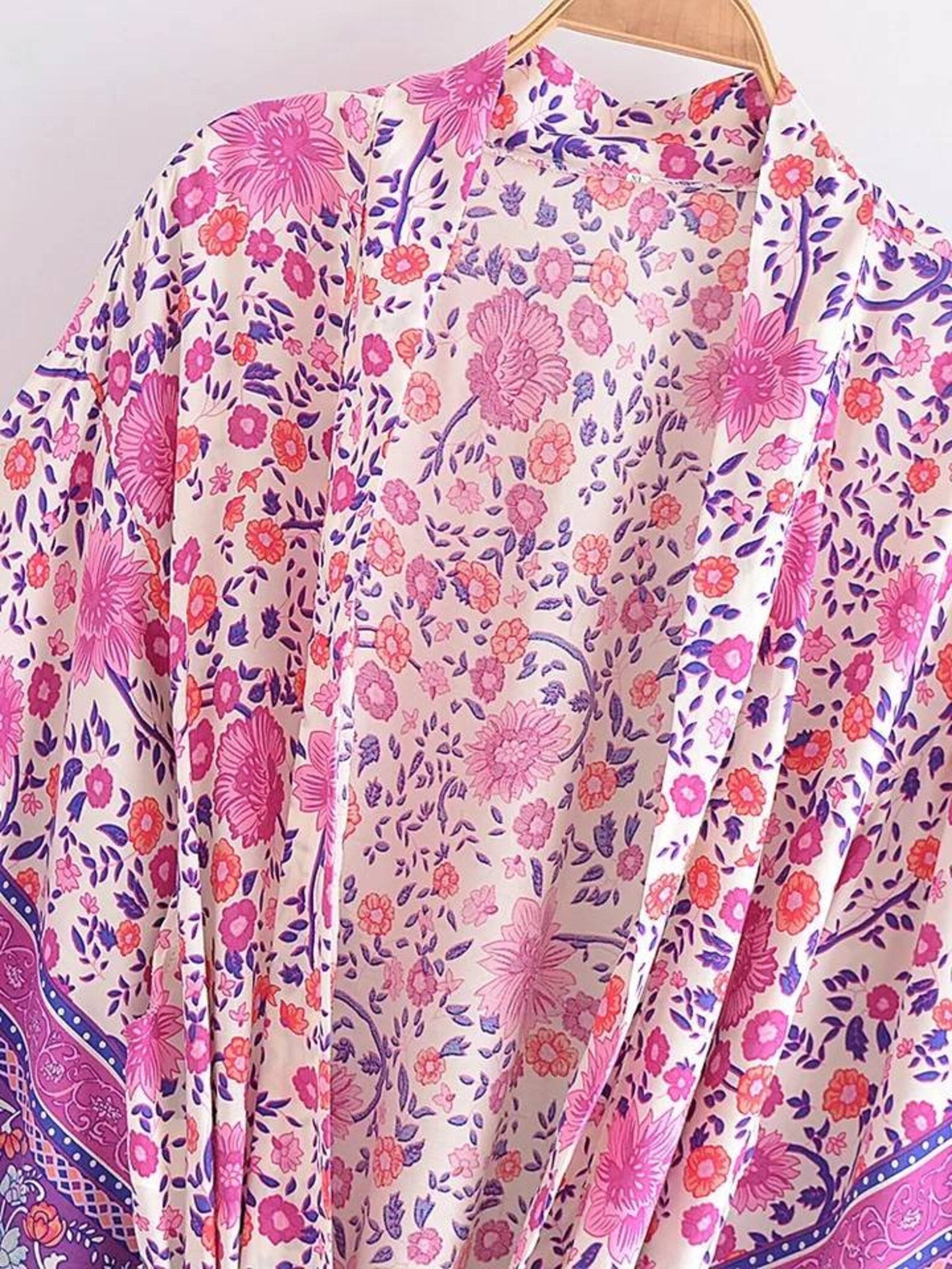 Fuchsia Flowers Kimono