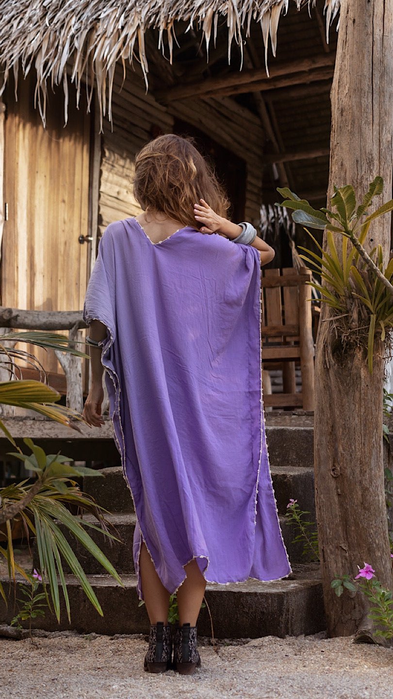 Tribal Embroidered Kaftan - Purple