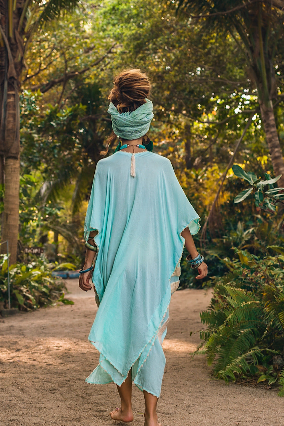 Tribal Embroidered Kaftan - Aqua