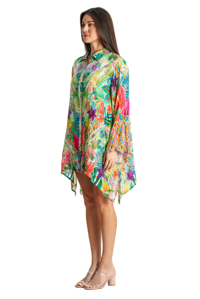 Island Girl Button Front Cover Up