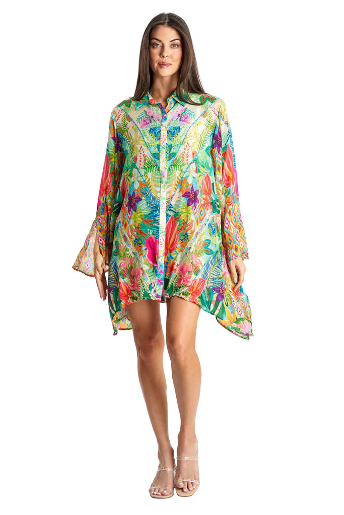 Island Girl Button Front Cover Up