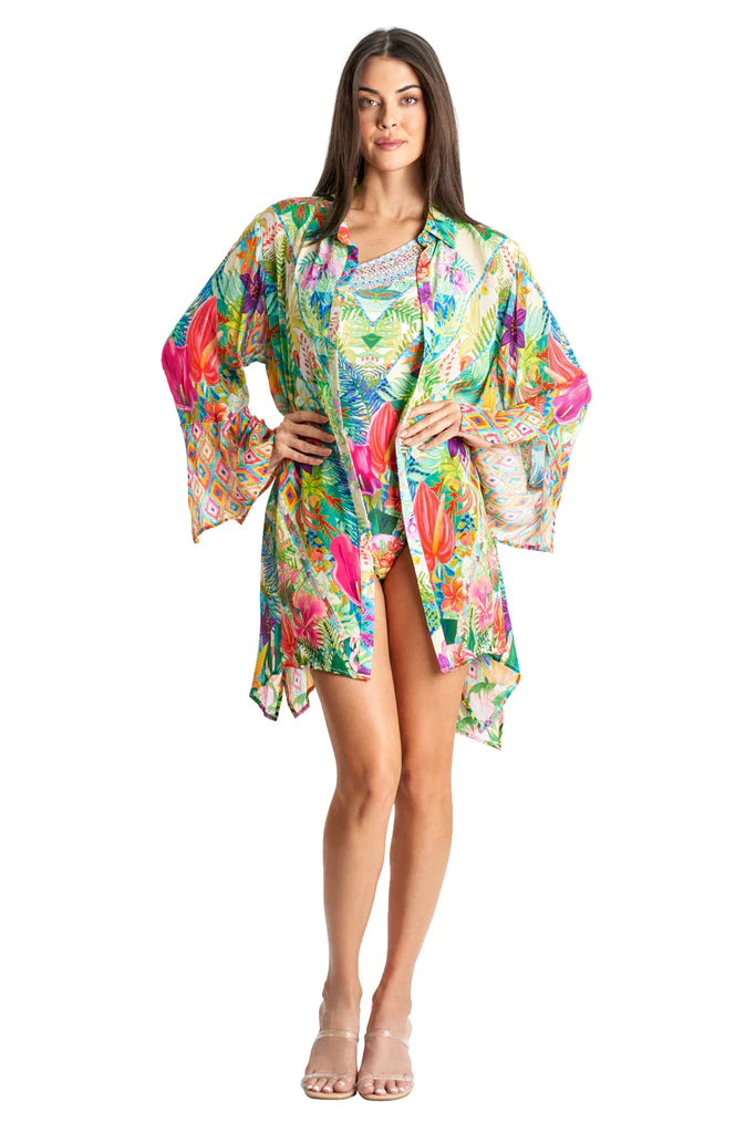 Island Girl Button Front Cover Up