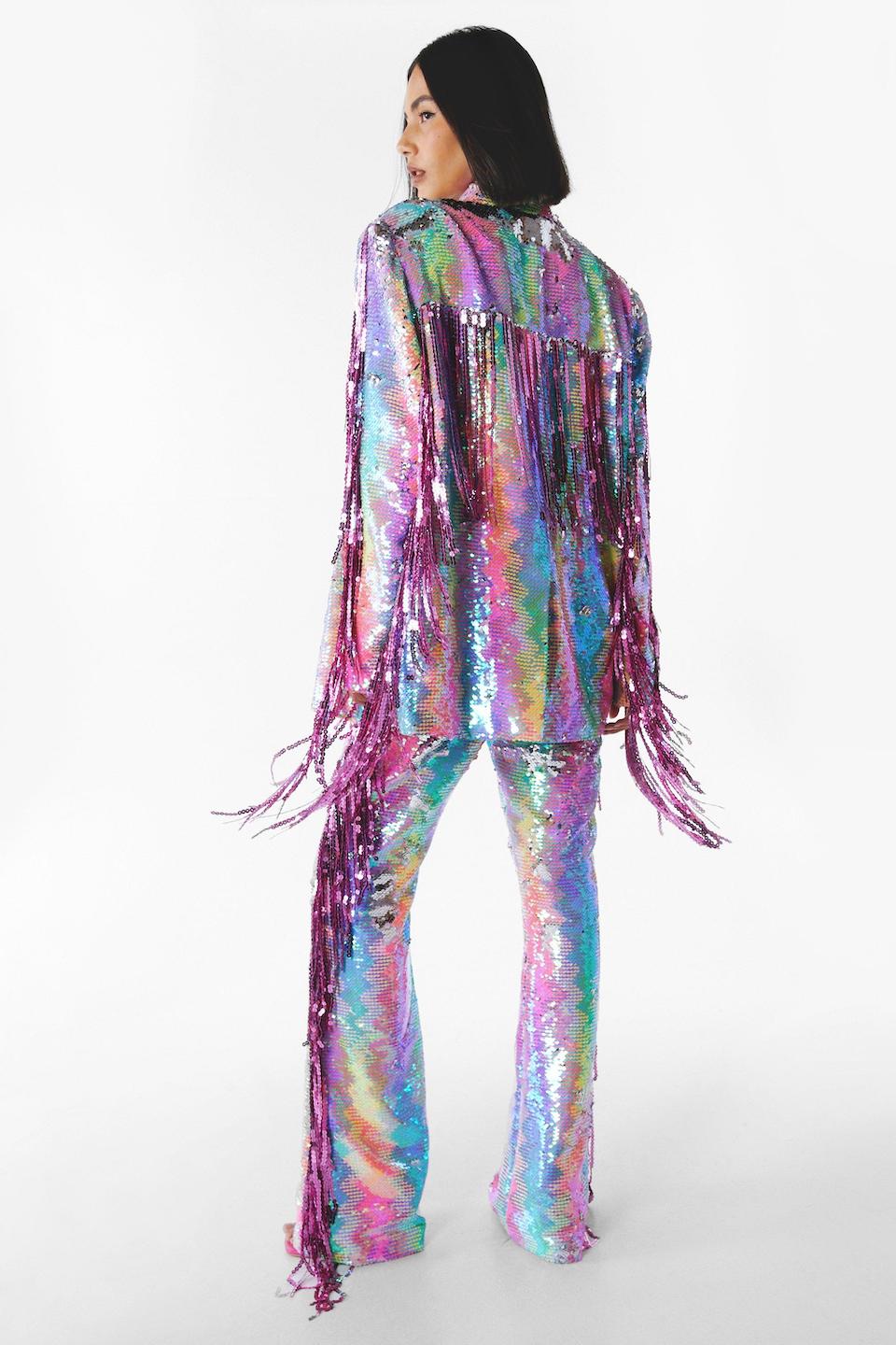 Magical Mermaid Glitter Fringe Flares