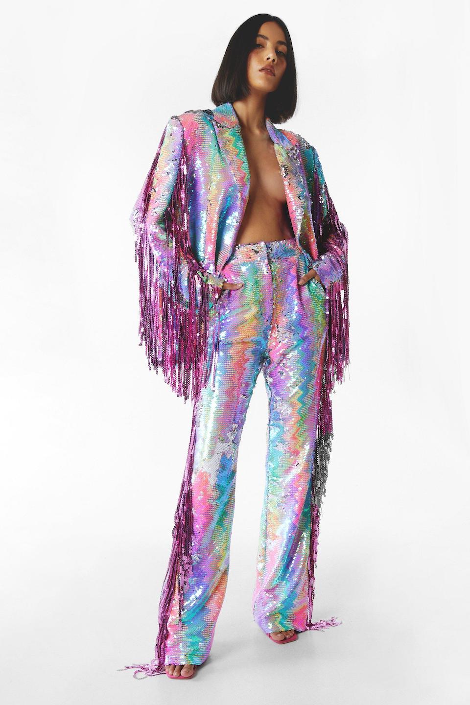 Magical Mermaid Glitter Fringe Flares