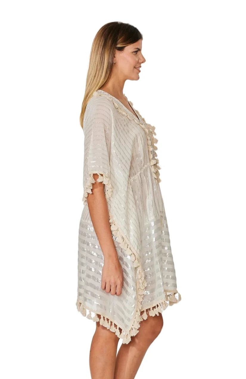 Silver Stripe Cotton Caftan